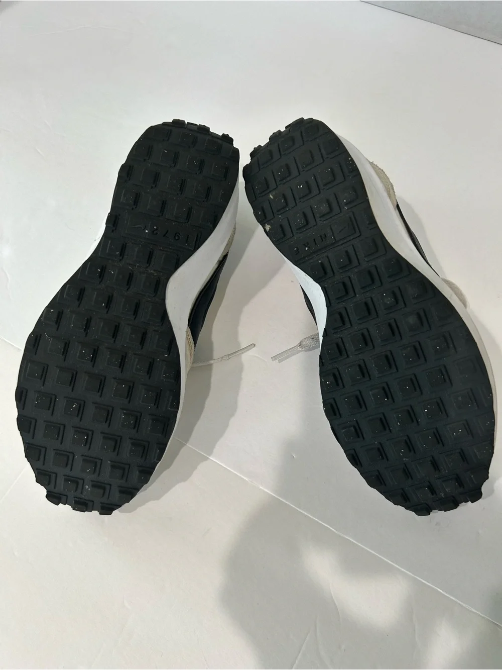 Nike Cream and Black Waffle Debut Vintage Runner Sneakers
